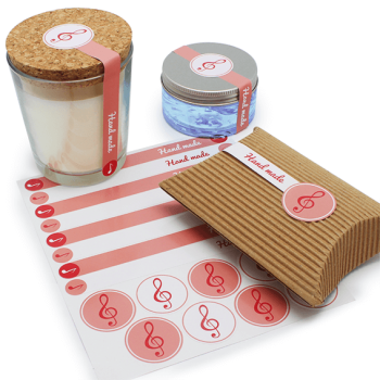 Rosa Melodieaufkleber für Verpackungen. Online-Verkauf