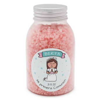 Personalisierte Kommunionaufkleber für Mädchen.