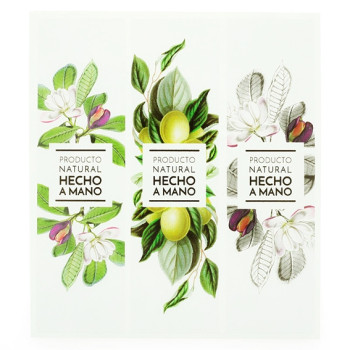 Aufkleber mit Früchten und Blumen