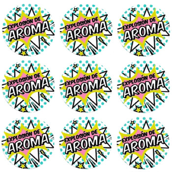 Aufkleber Pop-Art-Aroma-Explosion für Duftbeutel.