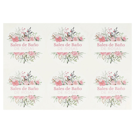 Runde Aufkleber für Rosenbadesalz