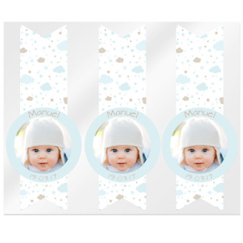 Aufkleber für Erinnerungen an die Taufe mit Foto. Online-Verkauf