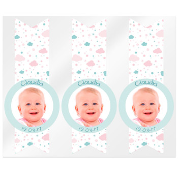 Aufkleber für Erinnerungen an die Taufe mit Foto. Online-Verkauf