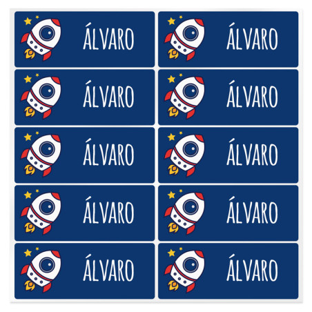 Personalisierte Aufkleber Weltraumrakete
