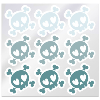 Totenkopf-Aufkleber für Halloween. Online-Verkauf