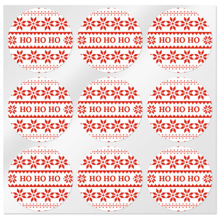 Runde Weihnachtsaufkleber ho ho ho