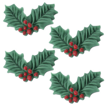 Silikonform mit 4 kleinen Stechpalmenblättern für Weihnachtsbasteleien