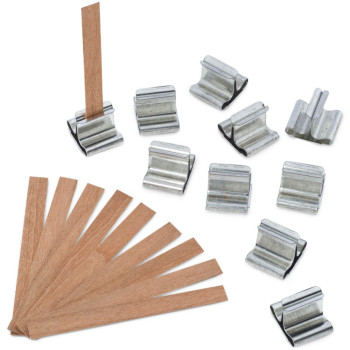 Pavios de madeira para velas com suporte de metal. Fácil de usar! Pavios de madeira para velas com suporte de metal. Fácil de usar!