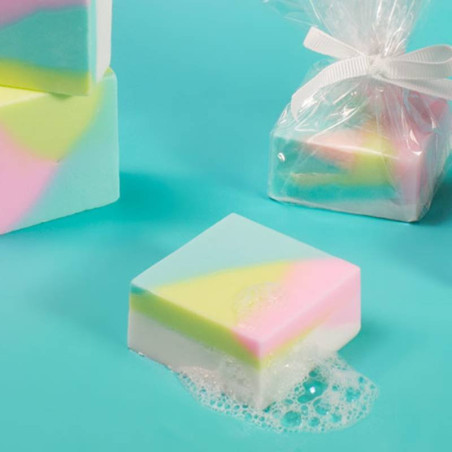 Set zum Herstellen von mehrfarbigen Seifen für Geschenke. Materialien und Anleitungen.