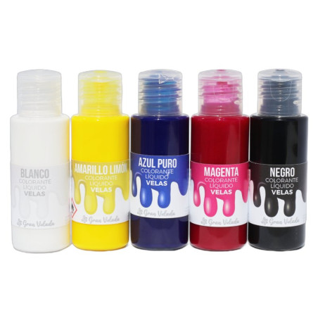 Pack economico corante liquido para velas - Cores primarias plus
