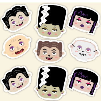 Autocolantes 9 disfarces de Halloween