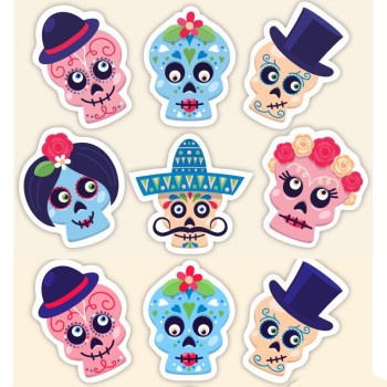 Autocolantes 9 Catrinas mexicanas Autocolantes 9 Catrinas mexicanas