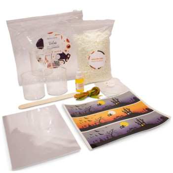 Kit para fazer velas de Halloween - Tudo o que você precisa para 3 velas