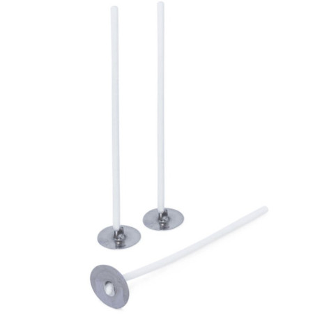 Pack de pavios encerados 10 cm + suportes metálicos
