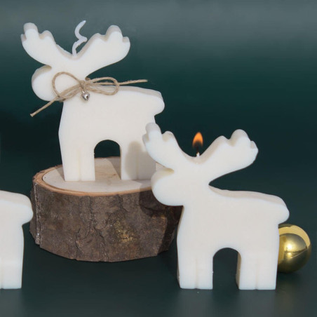 Kit para fazer 3 velas de rena natalina. Materiais e instruções