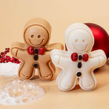 Kit para fazer sabonete boneco de biscoito de natal. Materiais e instruções