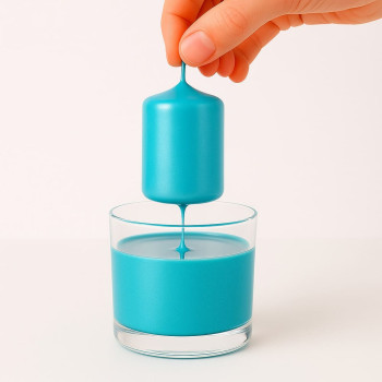 Metallic-Türkis-Lack zum Dekorieren von DIY-Kerzen.