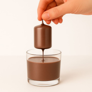 Schokoladenbrauner Metallic-Lack zum Abdecken von Kerzen.