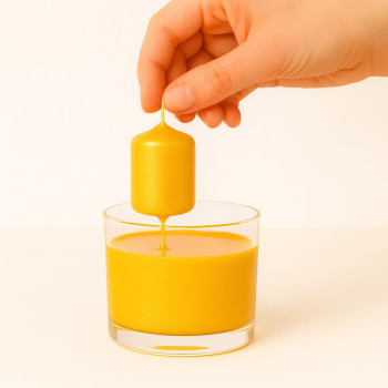 Stiel gelber Metallic-Kerzenlack -Tauchtechnik