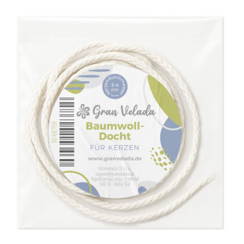 Docht aus Baumwolle und Eukalyptus für Kerzen 3-4 cm