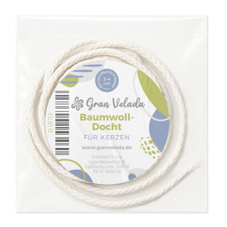Docht aus Baumwolle und Eukalyptus für Kerzen 3-4 cm