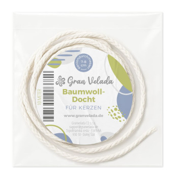 Baumwolle und Eukalyptus Docht für Kerzen 7-8 cm