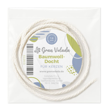 Baumwolle und Eukalyptus Docht für Kerzen 7-8 cm