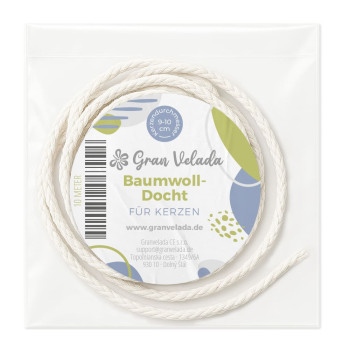Baumwolldocht mit Eukalyptus für Kerzen 9–10 cm
