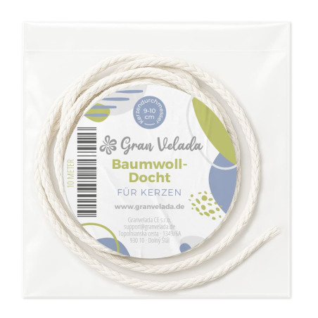 Baumwolldocht mit Eukalyptus für Kerzen 9–10 cm