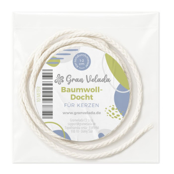 Docht aus Baumwolle und Eukalyptus für Kerzen 1-2 cm