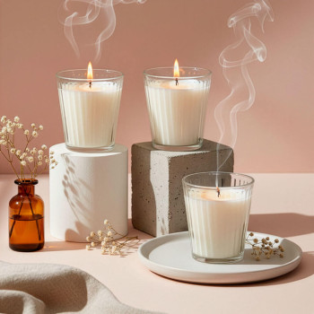 230 ml Becher mit Streifen für Kerzen – Widerstandsfähig und dekorativ. Gran Velada