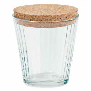 230 ml gestreifter Becher mit Korkdeckel für Kerzen – Widerstandsfähig und dekorativ.
