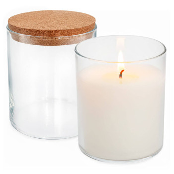 Glasbecher mit Korkdeckel 360 ml - Ideal für Duftkerzen