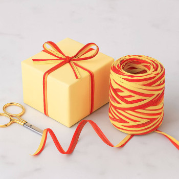 Gelb-rotes zweifarbiges Bastband. Online-Verkauf.