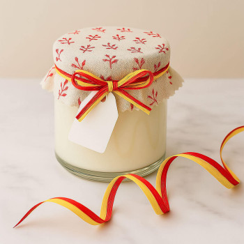 Gelb-rotes zweifarbiges Bastband. Online-Verkauf.