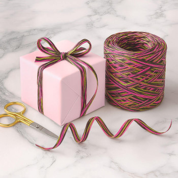 Band aus fuchsiafarbenem dreifarbigem Bast, Mosataza, Schoko. Online-Verkauf.