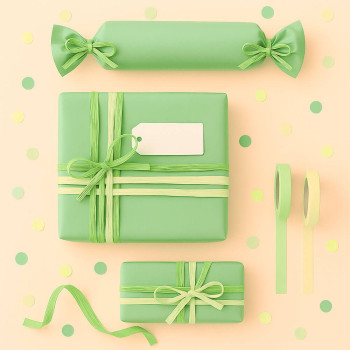 Apfelgrünes Bastband für Verpackungen und Geschenke. Online-Verkauf