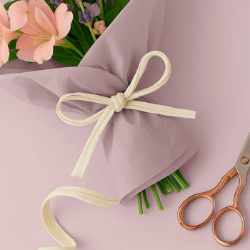 Elfenbeinfarbenes Raffiaband für Verpackungen und Geschenke. Online-Verkauf