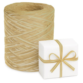 Cinta de rafia bicolor beige-vainilla
