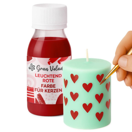 Leuchtend rote Farbe für Kerzen