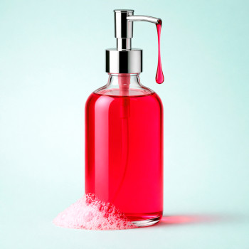 Kirschrote Flüssigerfarbstoff zur Herstellung von Glycerinseifen.