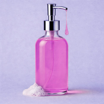 Konzentrierter flüssiger lilafarbener Farbstoff. Online-Verkauf.