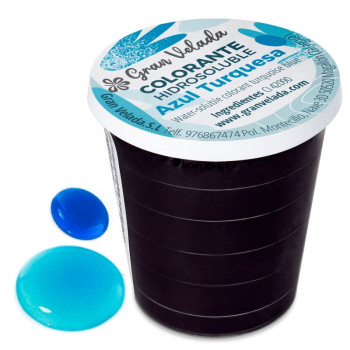 Wasserlösliches türkisfarbener Farbstoffpulver.