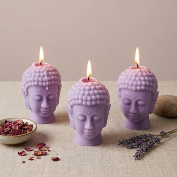 Zwei kleine Zwillings-Buddha-Köpfe zur Herstellung von Seifen.