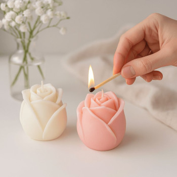 Große geschlossene rosa Silikonform zum Herstellen von Kerzen und Kunsthandwerk.