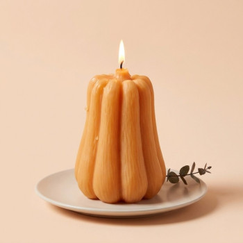 Molde abobora alongada para fazer velas de Halloween.
