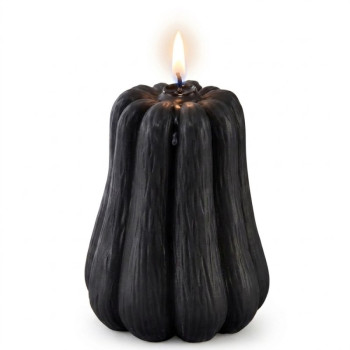 Molde abobora alongada para fazer velas de Halloween.