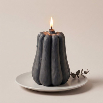 Molde abobora alongada para fazer velas de Halloween.