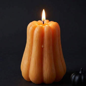 Molde abobora alongada para fazer velas de Halloween.