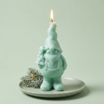 Silikonform Elf mit Weihnachtsbaum zum Kerzenmachen.